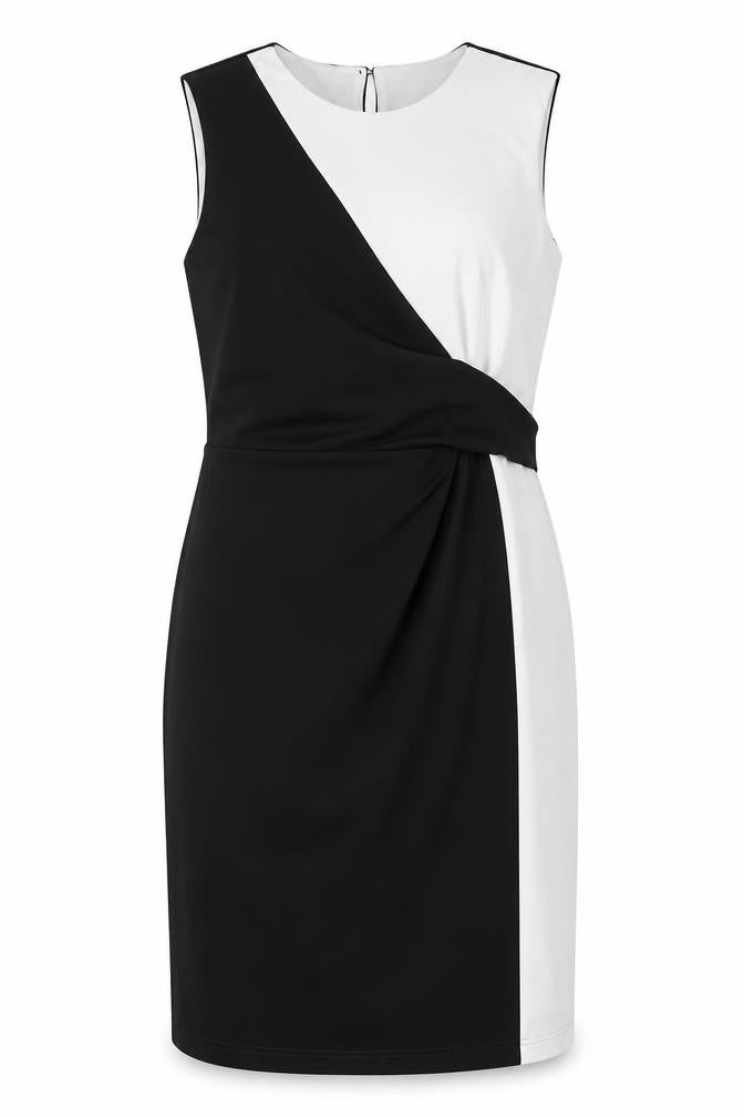 Roman Womens Black Polyester Sheath Size 14 Crew Neck Button