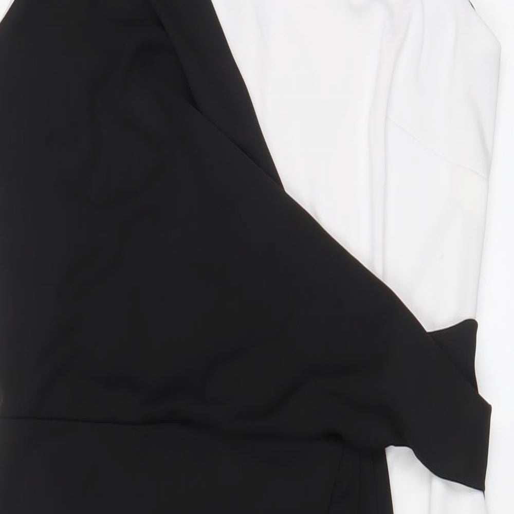 Roman Womens Black Polyester Sheath Size 14 Crew Neck Button