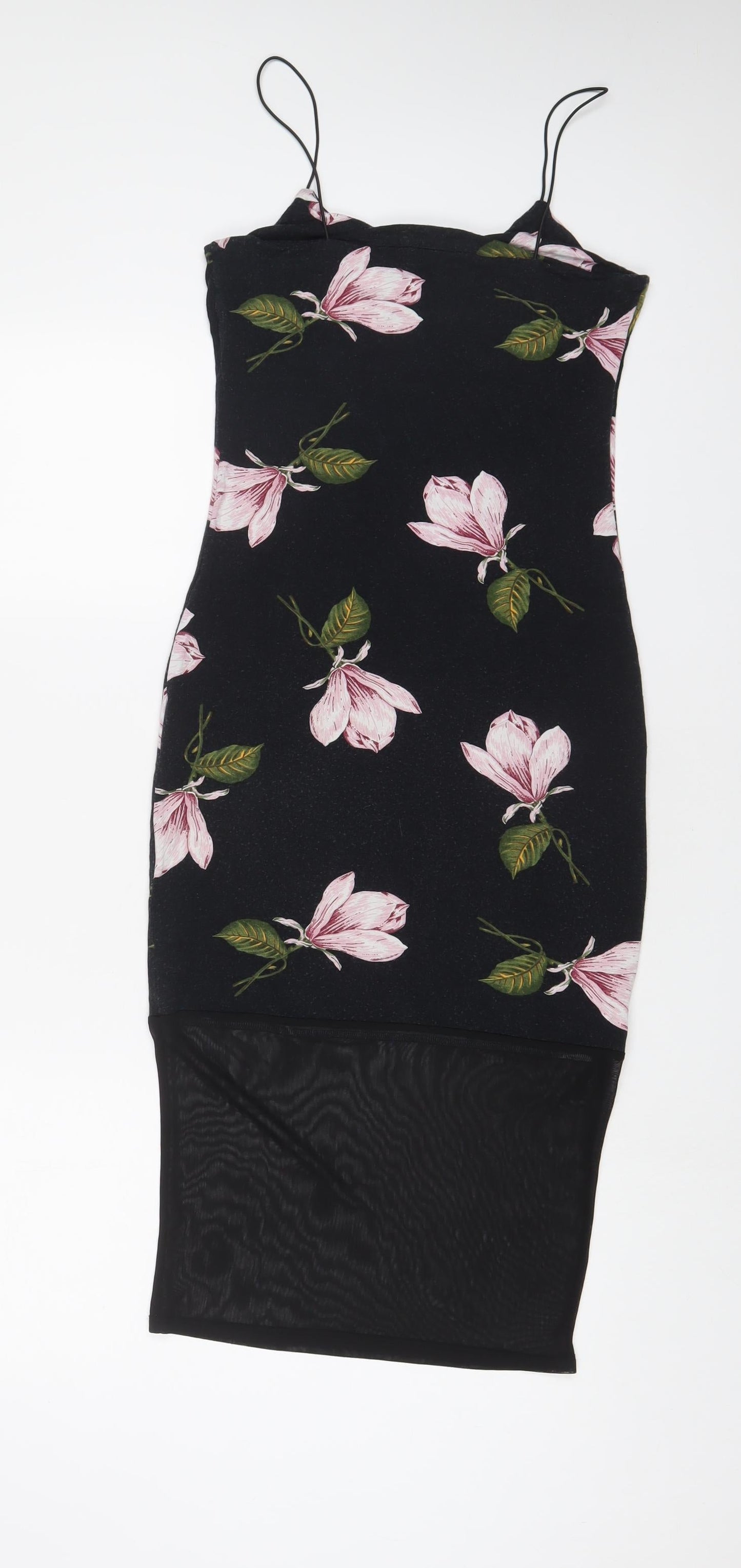 ASOS Womens Grey Floral Viscose Bodycon Size 10 Scoop Neck Pullover