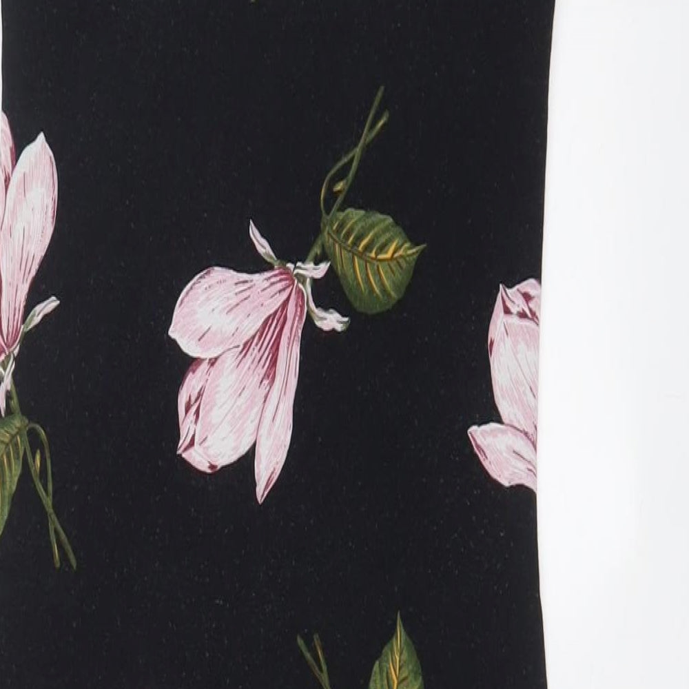 ASOS Womens Grey Floral Viscose Bodycon Size 10 Scoop Neck Pullover