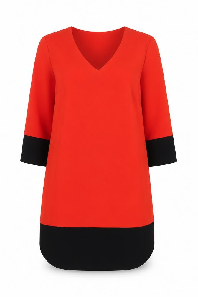 Marks & Spencer Womens Red Polyester A-Line Size 12 V-Neck Pullover
