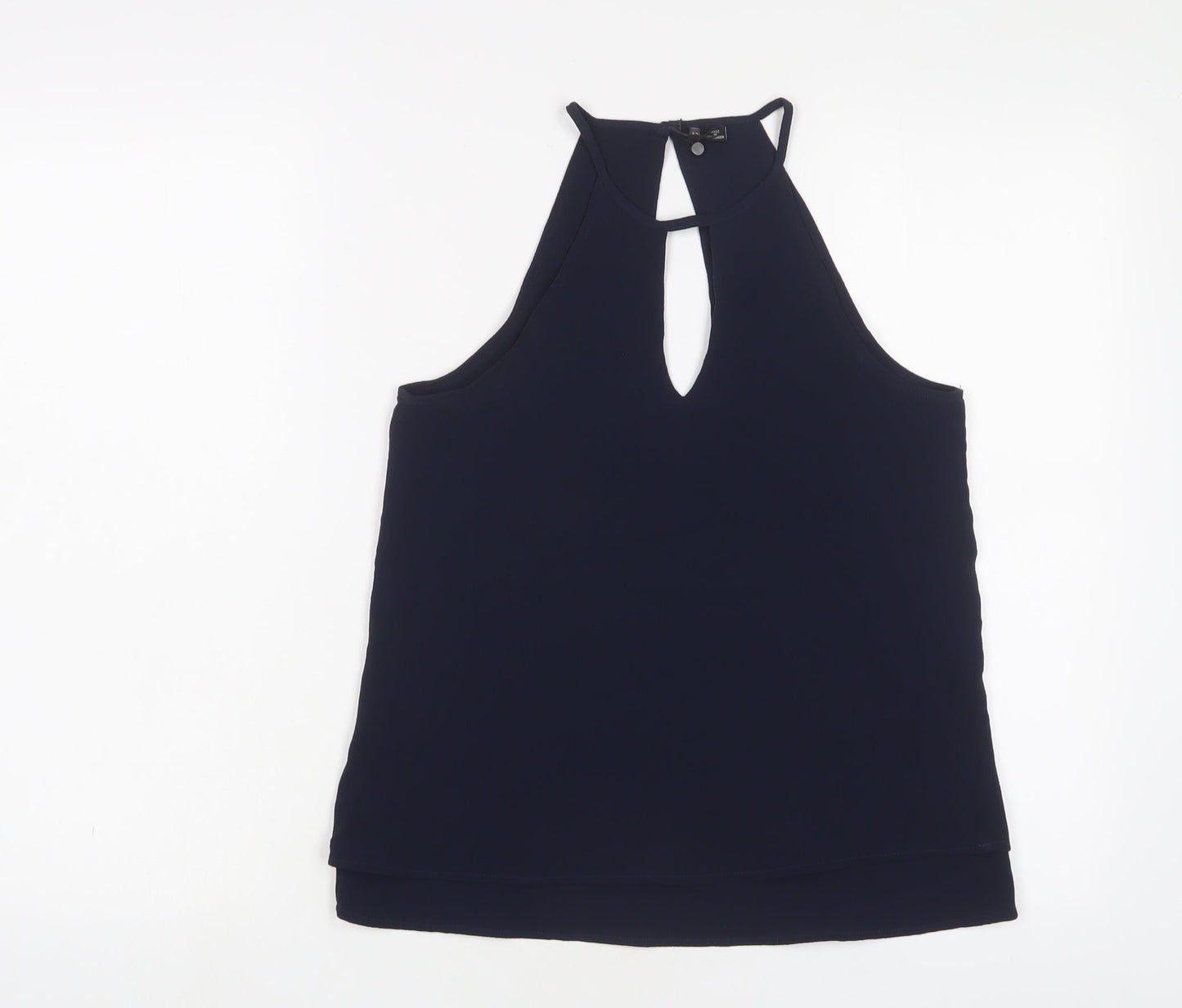 ONLY Womens Blue Polyester Basic Tank Size 6 Crew Neck - Keyhole neck