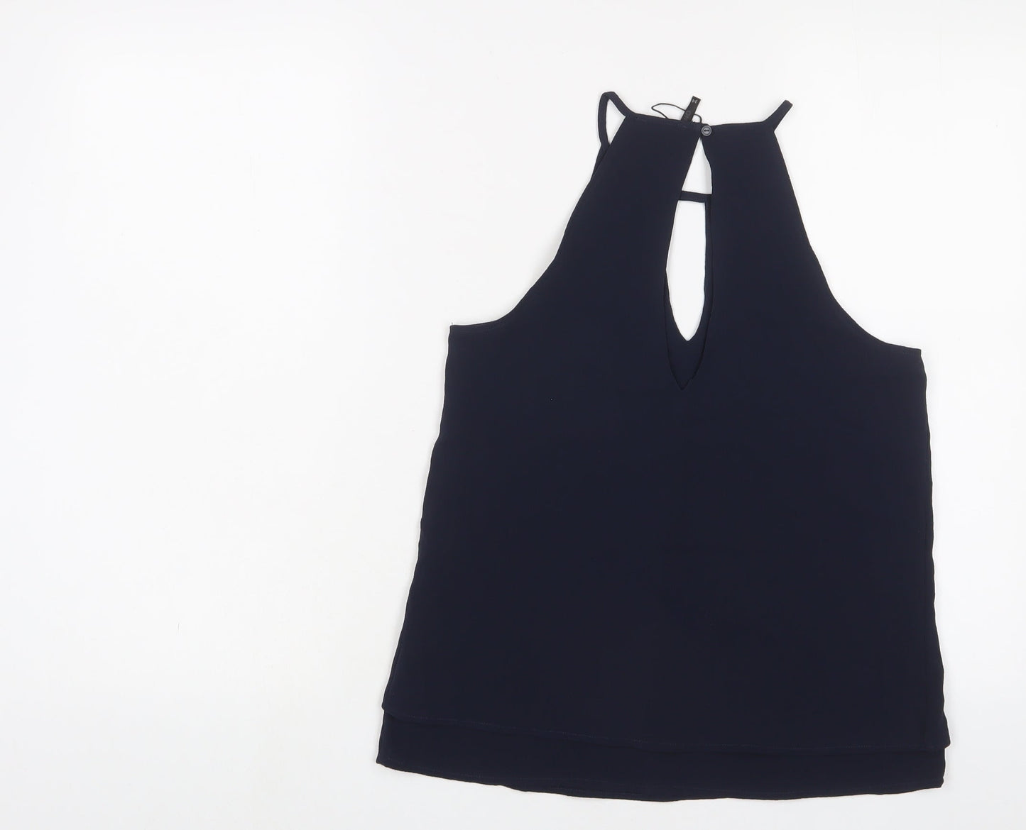 ONLY Womens Blue Polyester Basic Tank Size 6 Crew Neck - Keyhole neck