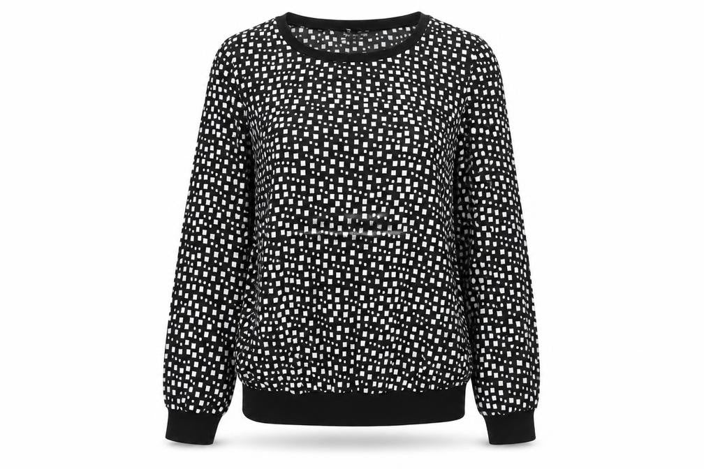 Debenhams Womens Black Geometric Polyester Basic Blouse Size 10 Crew Neck