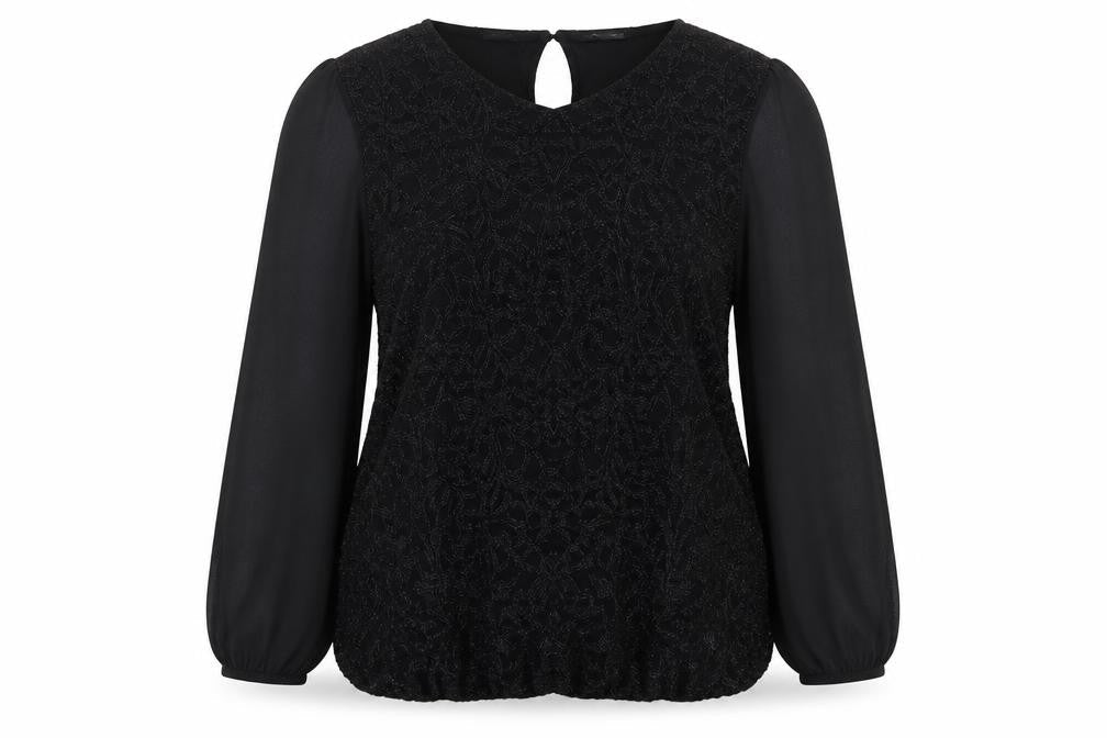 Quiz Womens Black Nylon Basic Blouse Size 16 Crew Neck