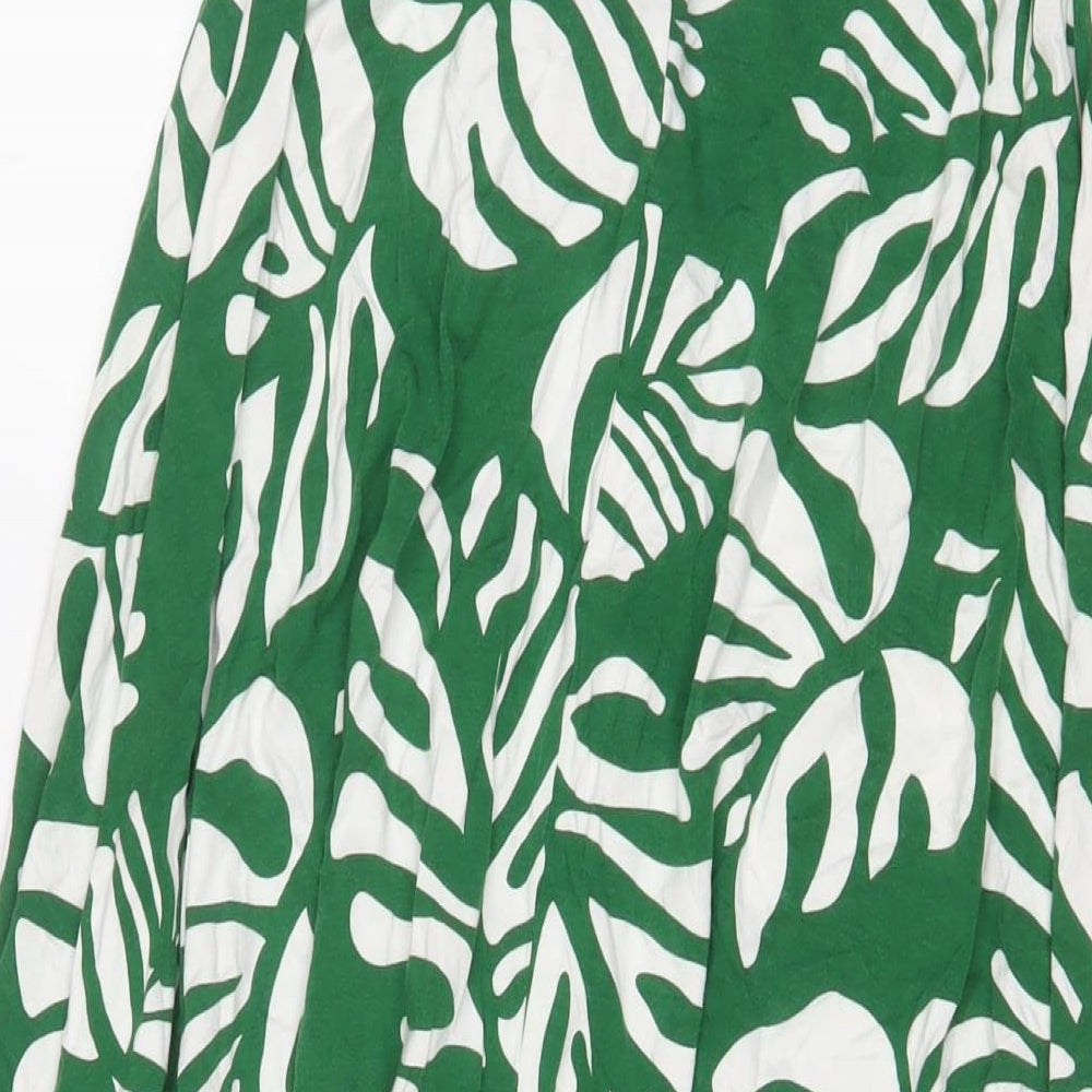 Julien Macdonald Womens Green Geometric Viscose A-Line Size 16 Off the Shoulder Pullover - Belted