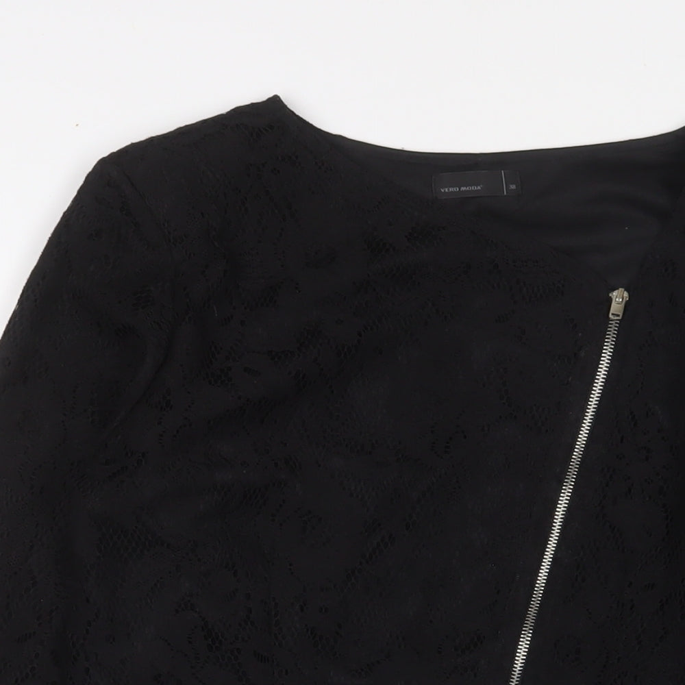 VERO MODA Womens Black Jacket Size 10 Zip