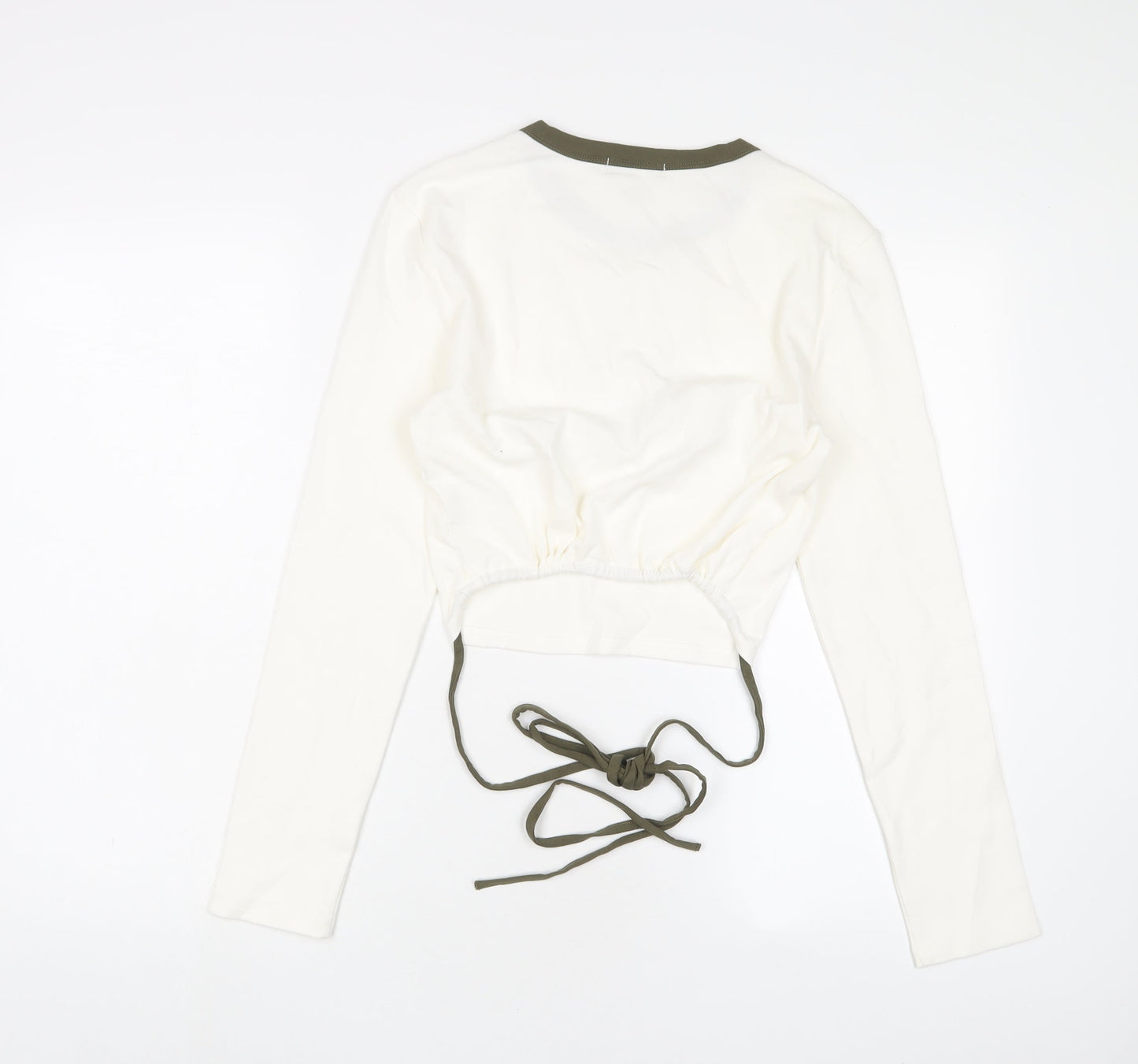 Urban Revivo Womens White Cotton Cropped T-Shirt Size 14 Crew Neck