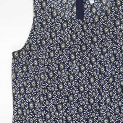 Blue Vanilla Womens Blue Fair Isle Polyester A-Line Size 14 Boat Neck Zip