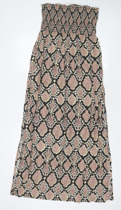 Dorothy Perkins Womens Brown Animal Print Polyester A-Line Size M Off the Shoulder Pullover