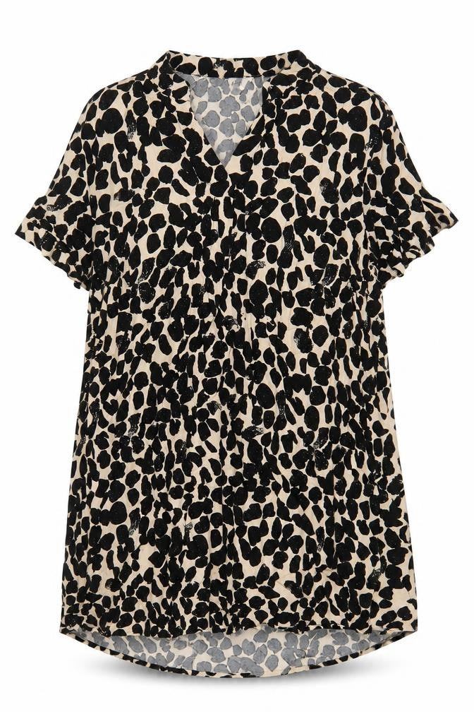 H&M Womens Black Geometric Viscose A-Line Size L V-Neck Pullover