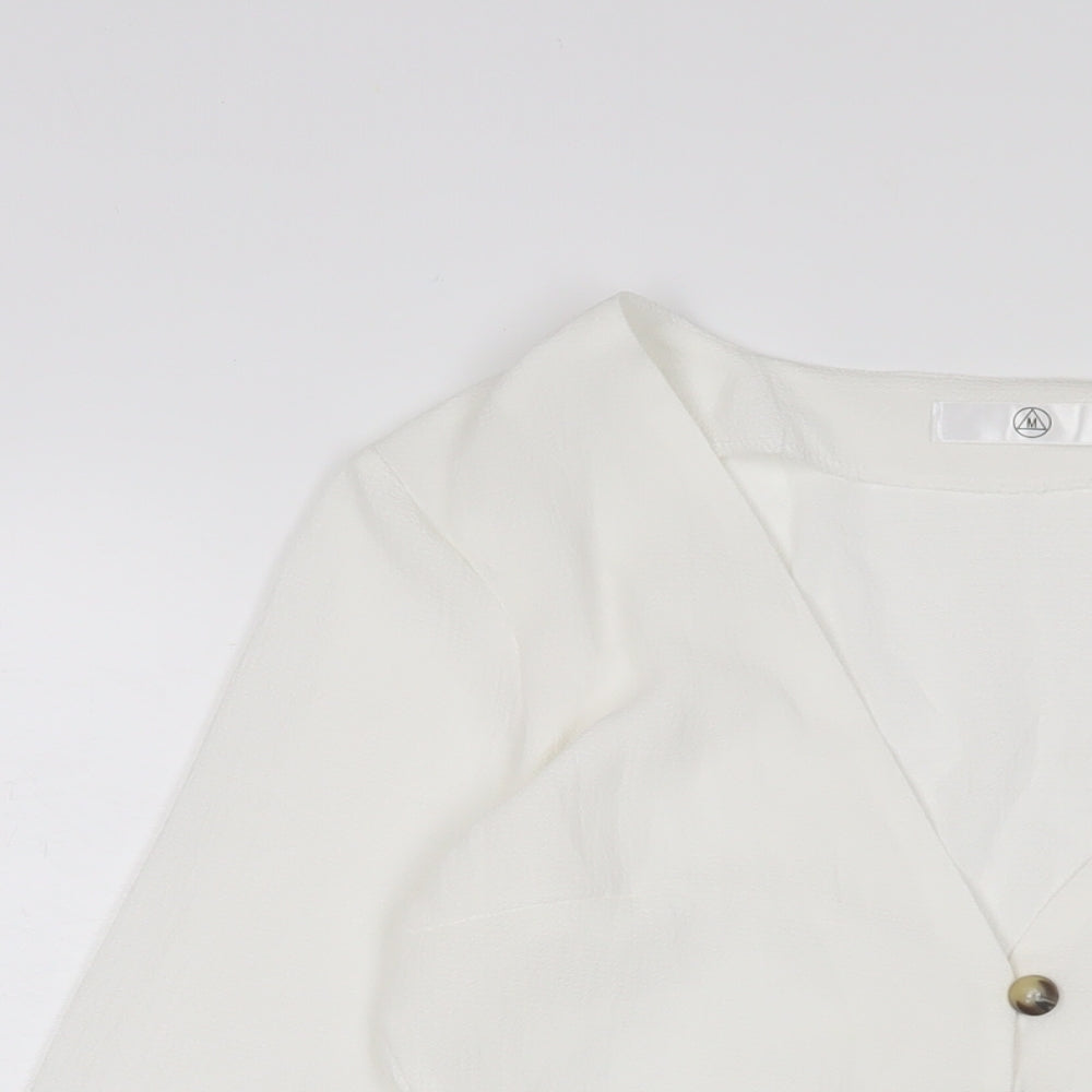 Missguided Womens White Polyester Basic Blouse Size 6 V-Neck