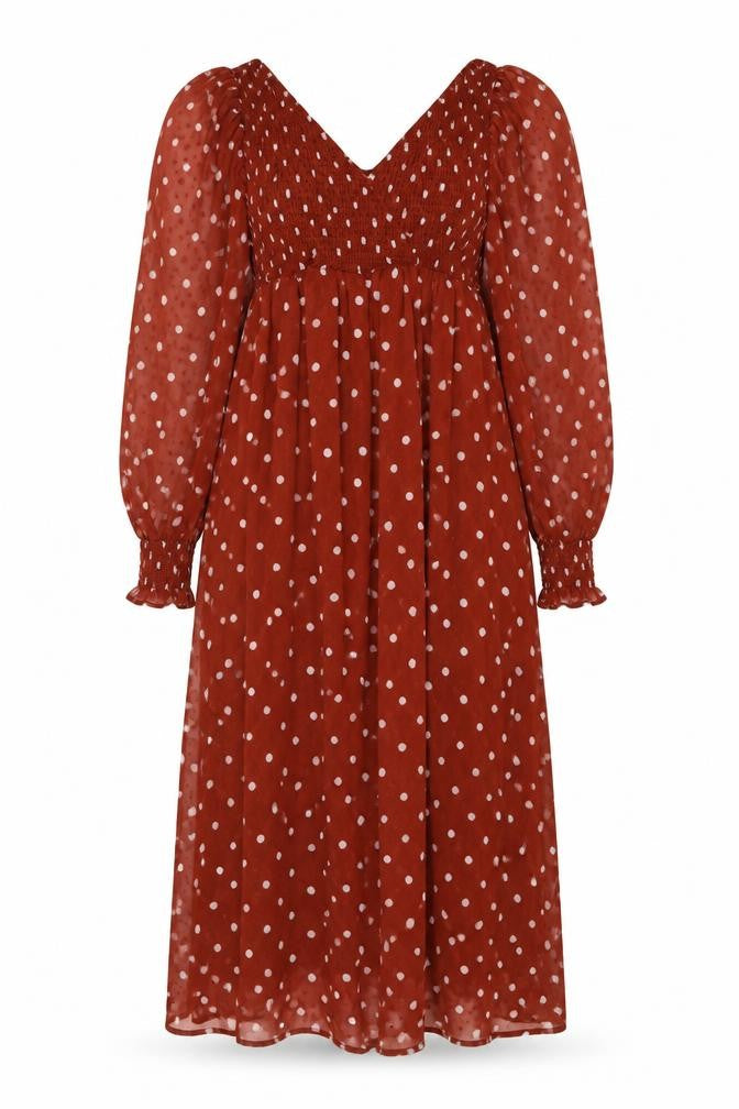 ASOS Womens Brown Polka Dot Polyester A-Line Size 6 V-Neck Pullover