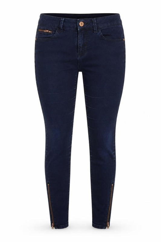 Marks & Spencer Womens Blue Cotton Blend Tapered Jeans Size 10 L28 in Regular Zip - zips to legs .