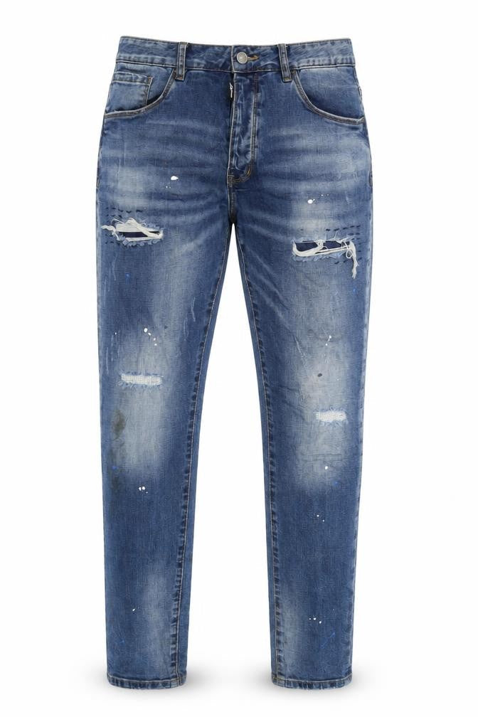 Lorenzo Veratti Mens Blue Cotton Blend Straight Jeans Size 32 in L29 in Regular Button