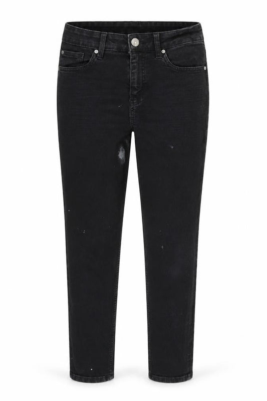 Marks & Spencer Womens Black Cotton Blend Tapered Jeans Size 12 L26 in Regular Zip