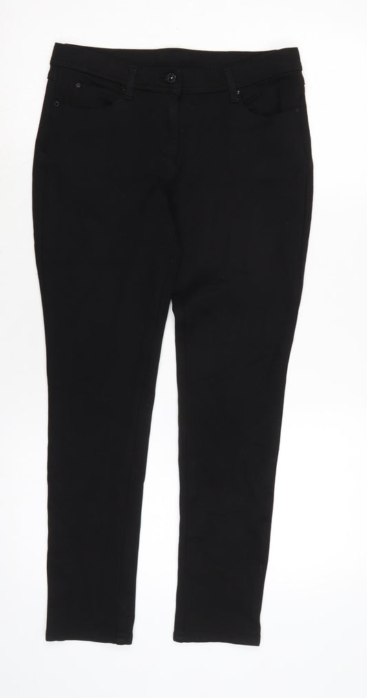 Monsoon Womens Black Polyester Trousers Size 28 in L26 in Regular Zip