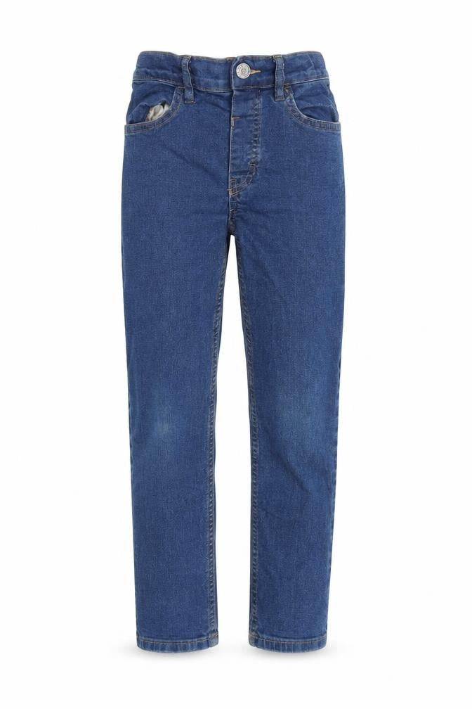 H&M Girls Blue Cotton Blend Straight Jeans Size 8 Years L21 in Regular Zip