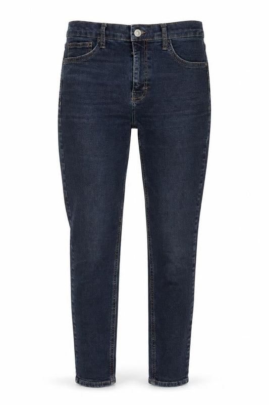 Topshop Womens Blue Cotton Blend Tapered Jeans Size 30 in L32 in Regular Zip