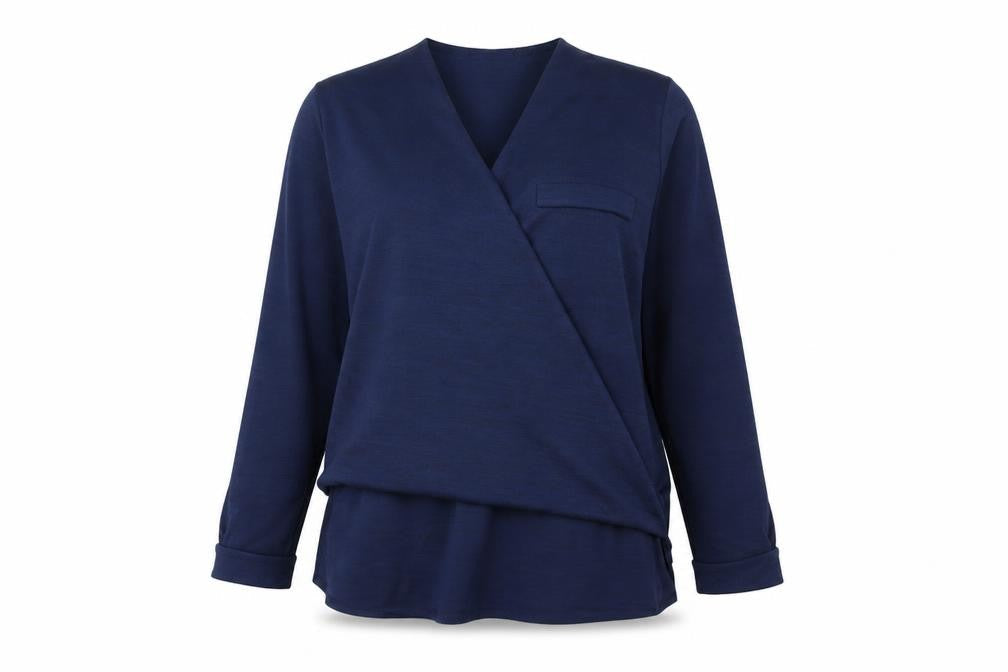 Individual Womens Blue V-Neck Polyester Pullover Jumper Size L