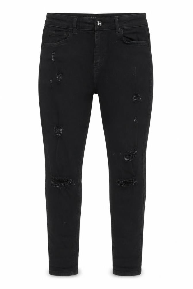 Hera London Mens Black Cotton Blend Tapered Jeans Size 28 in L28 in Regular Zip