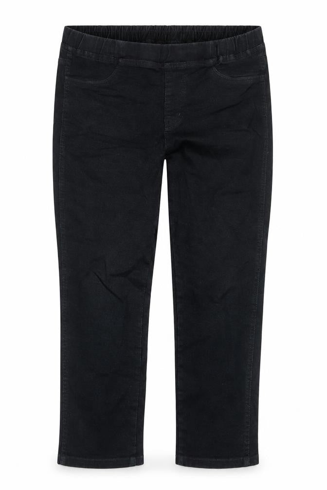 Uniqlo Womens Black Cotton Capri Jeans Size M L21 in Regular Drawstring