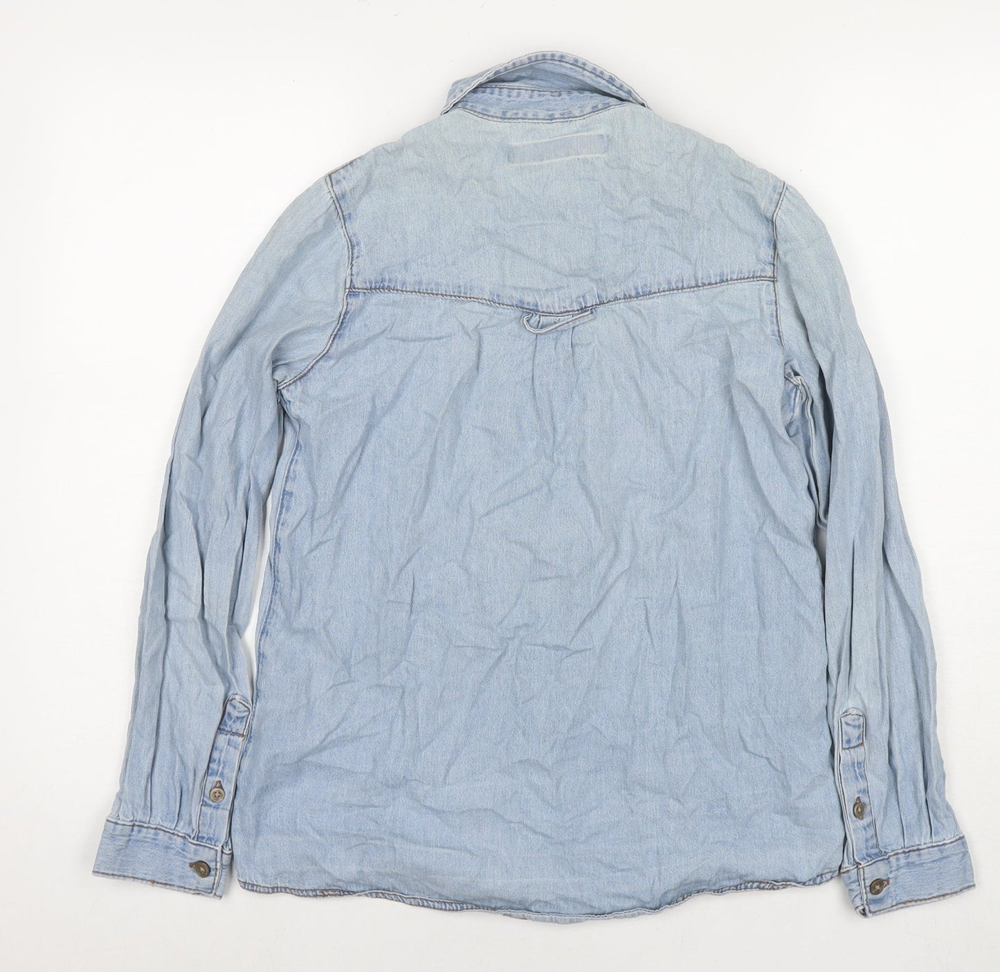 ASOS Womens Blue Cotton Basic Button-Up Size 6 Collared