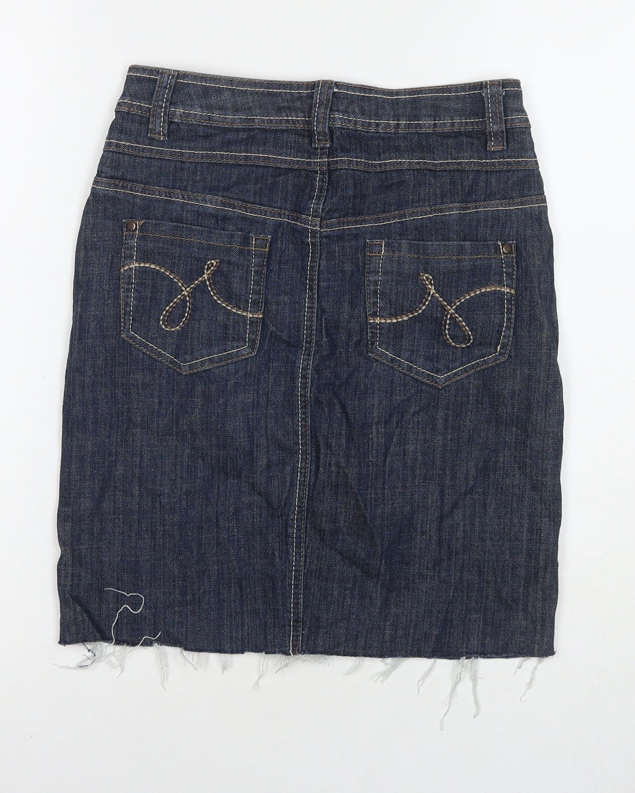NEXT Womens Blue Cotton A-Line Skirt Size 6 Zip
