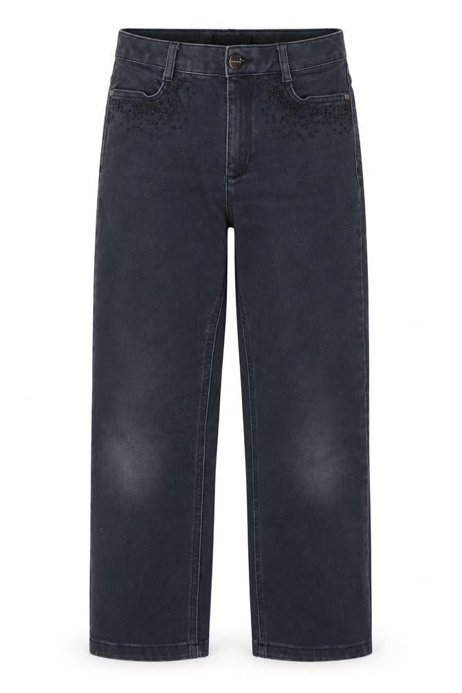 Marks & Spencer Womens Grey Cotton Straight Jeans Size 8 L23 in Regular Zip