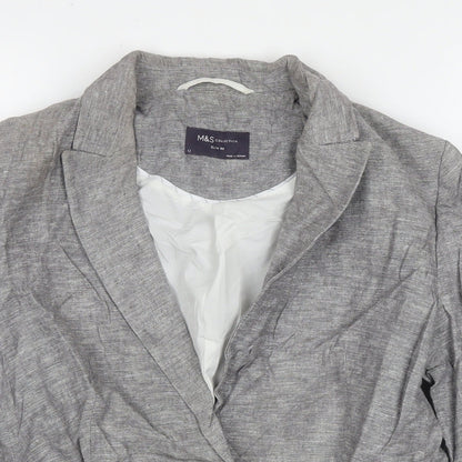 Marks & Spencer Womens Grey Jacket Blazer Size 12 Buckle