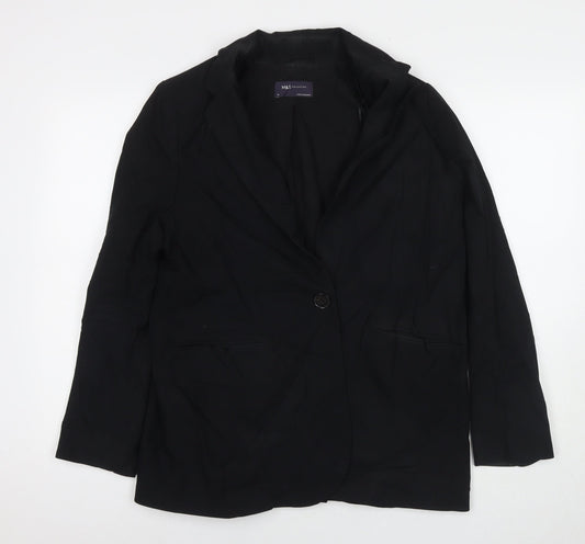 Marks and Spencer Womens Black Biker Blazer Size 14 Button