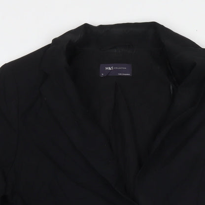 Marks & Spencer Womens Black Biker Blazer Size 14 Button