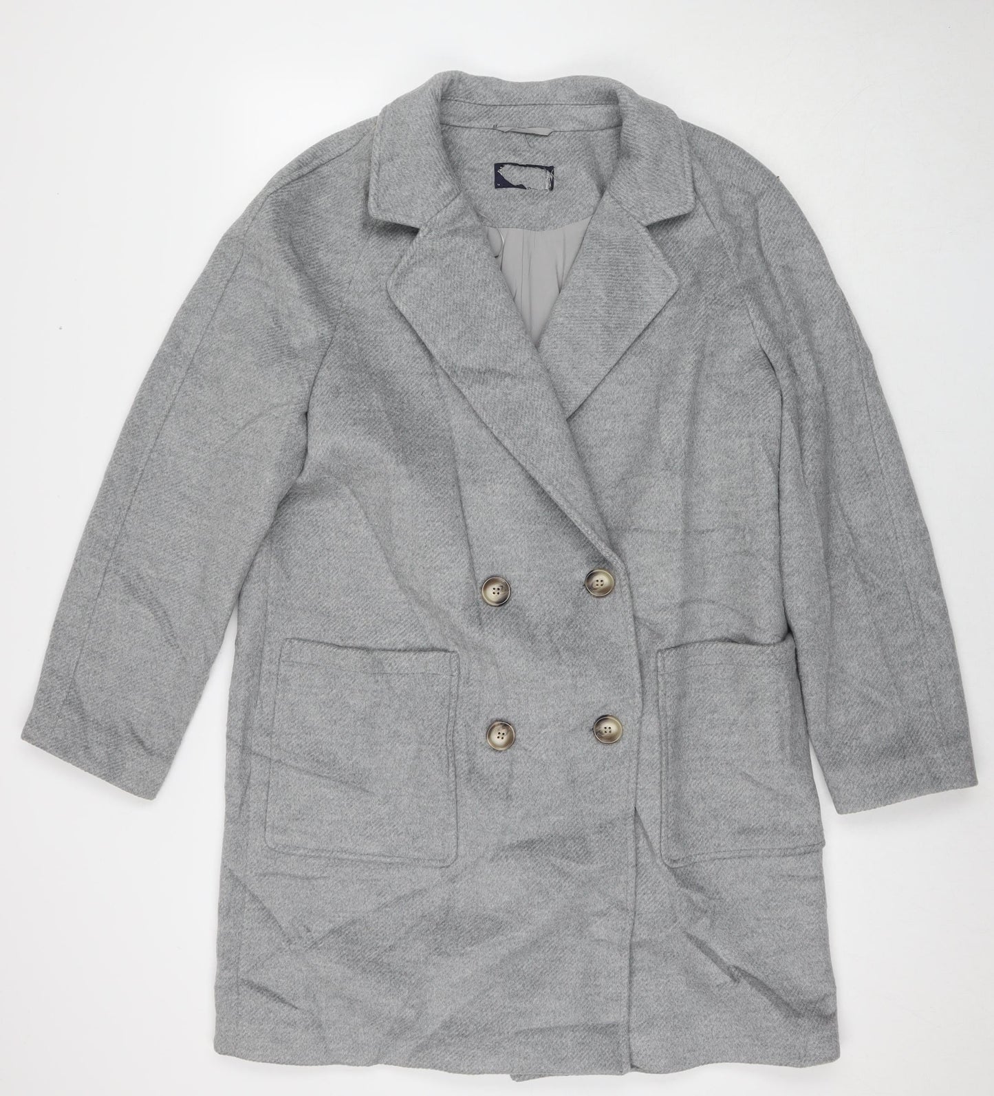 Marks and Spencer Womens Grey Overcoat Coat Size 14 Buckle