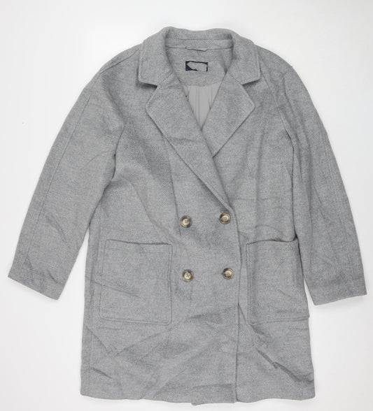 Marks and Spencer Womens Grey Overcoat Coat Size 14 Buckle