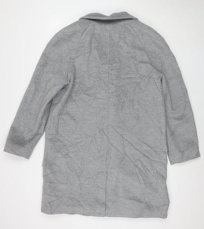 Marks & Spencer Womens Grey Overcoat Coat Size 14 Buckle