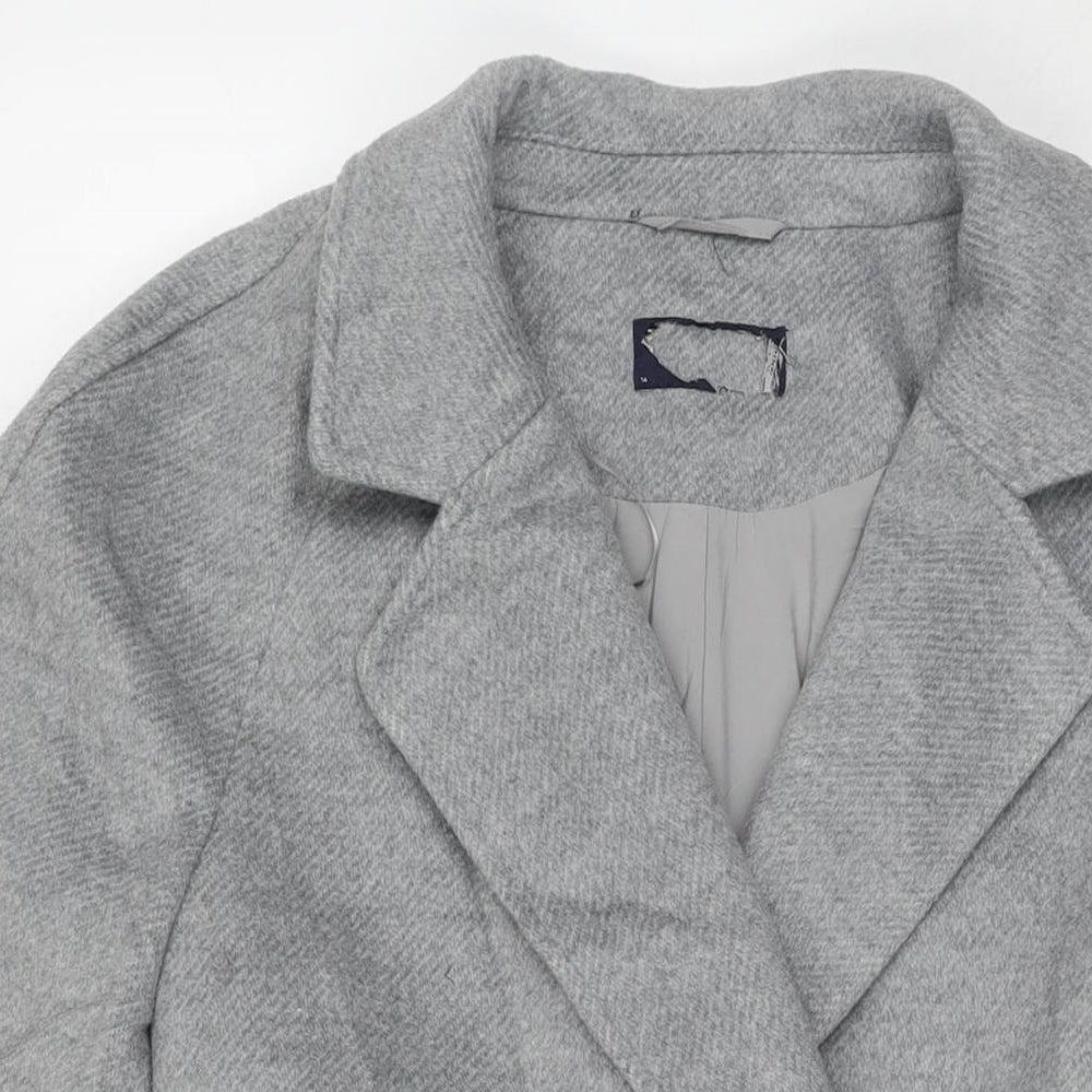 Marks and Spencer Womens Grey Overcoat Coat Size 14 Buckle