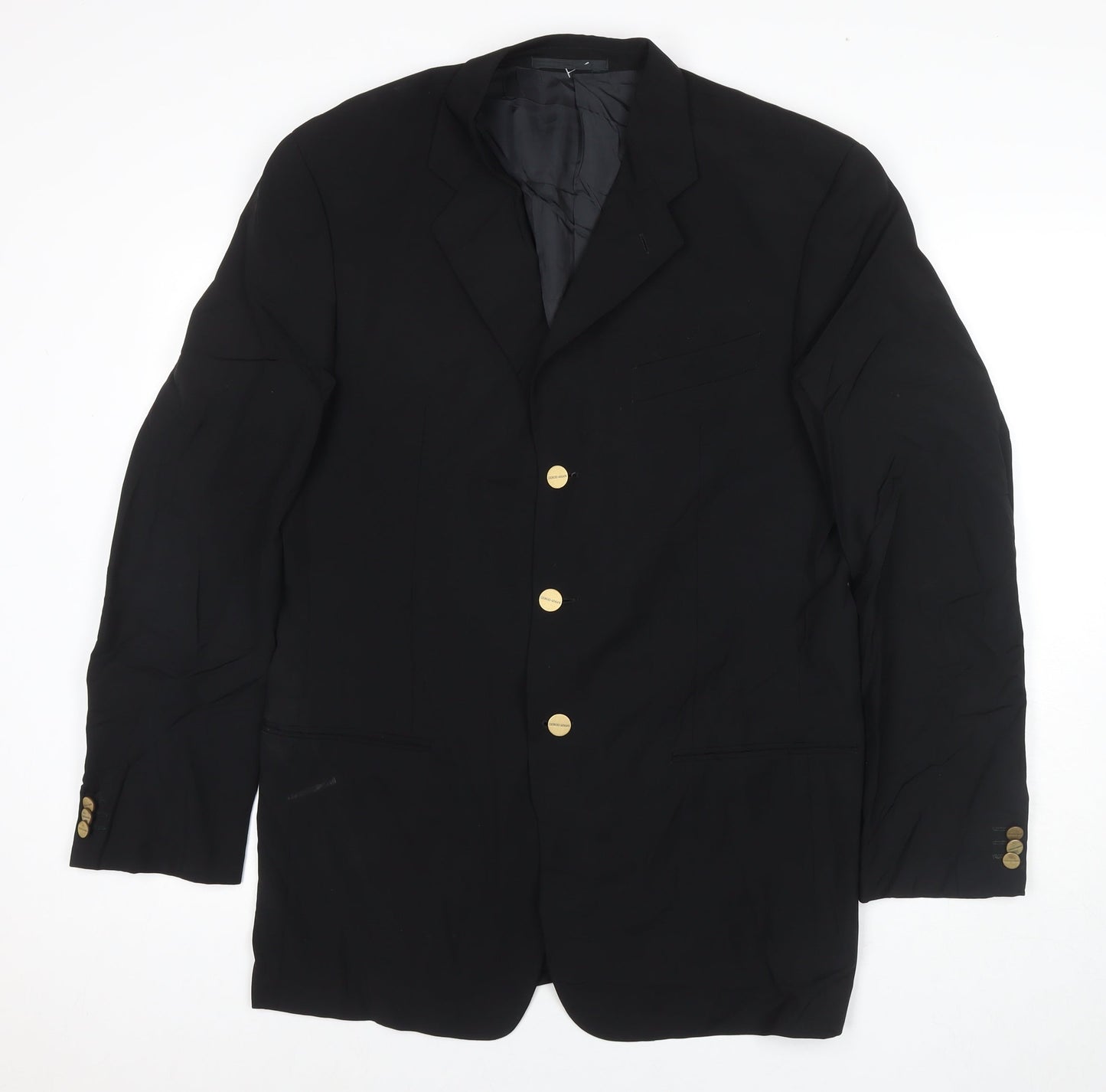 Giorgio Armani Mens Black Jacket Blazer Size 40 Button