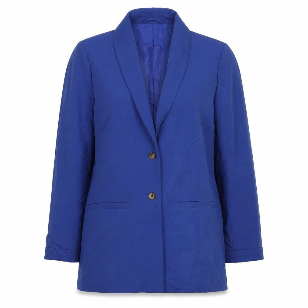 Pieces Womens Blue Jacket Blazer Size L Button