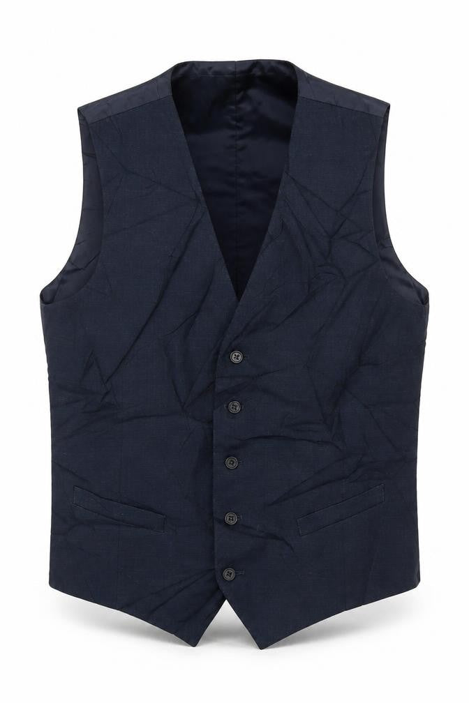 Marks & Spencer Mens Blue Polyester Jacket Suit Waistcoat Size 44 Regular