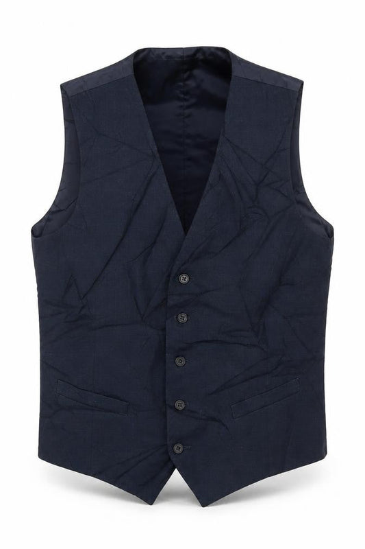 Marks & Spencer Mens Blue Polyester Jacket Suit Waistcoat Size 44 Regular