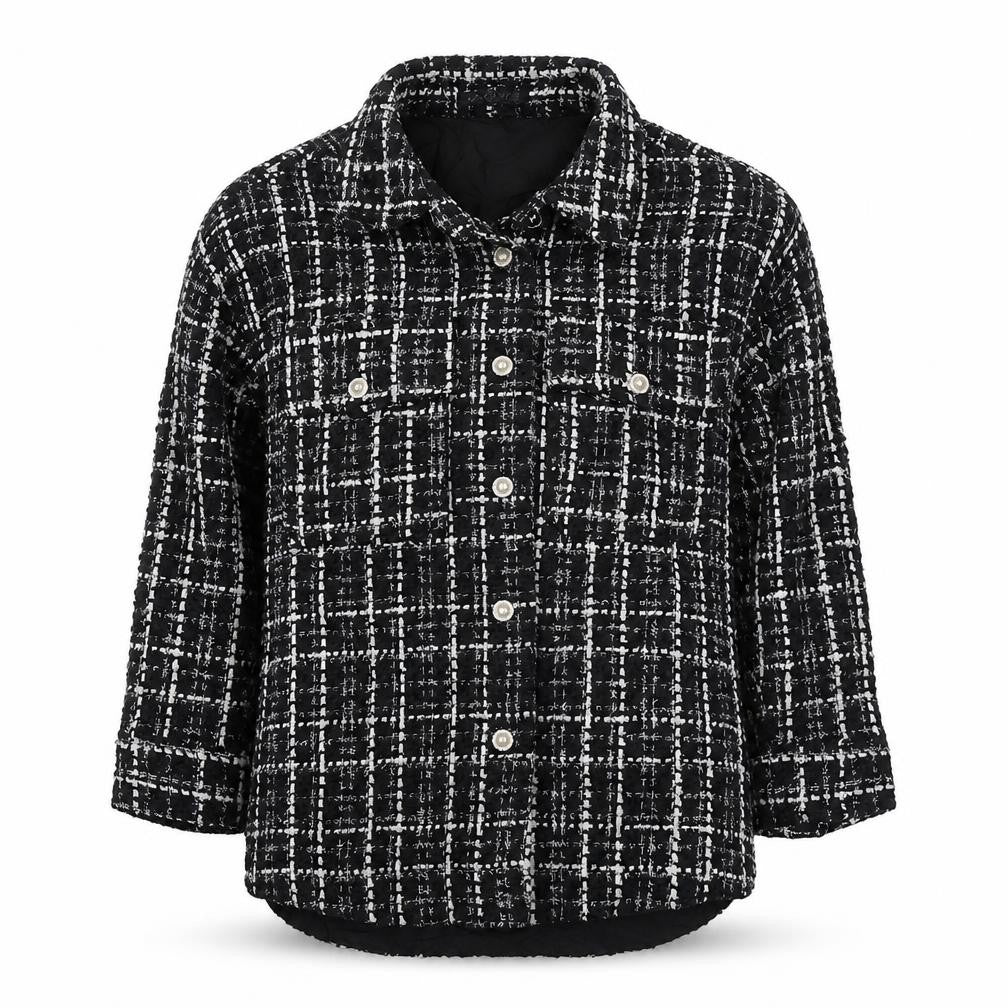 Quiz Womens Black Check Overcoat Coat Size 8 Button
