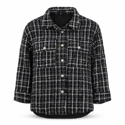Quiz Womens Black Check Overcoat Coat Size 8 Button