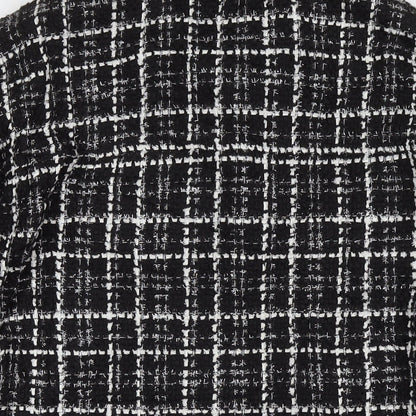 Quiz Womens Black Check Overcoat Coat Size 8 Button