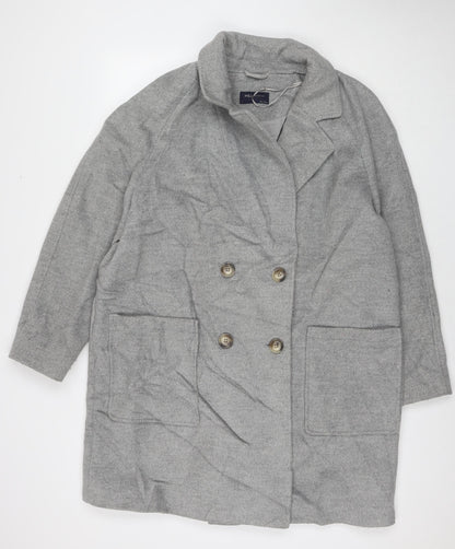 Marks & Spencer Womens Grey Overcoat Coat Size 18 Button