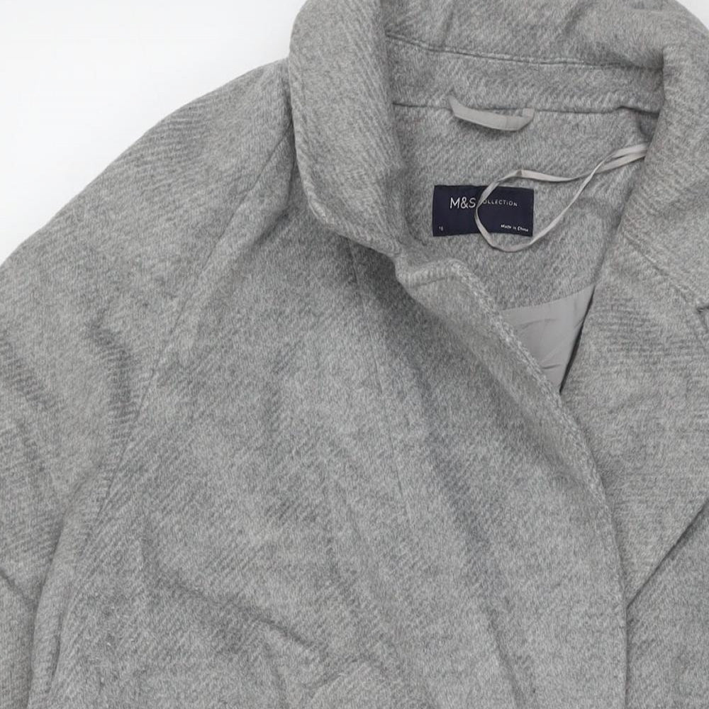 Marks and Spencer Womens Grey Overcoat Coat Size 18 Button