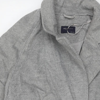 Marks & Spencer Womens Grey Overcoat Coat Size 18 Button