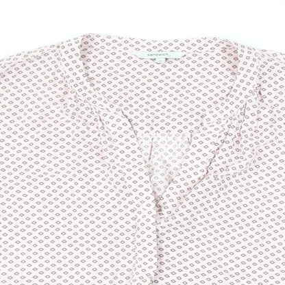 Sandwich Womens Pink Geometric Viscose Basic Button-Up Size 10 V-Neck