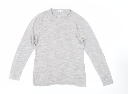 Next Womens Grey Crew Neck Cotton Pullover Jumper Size S - Lightweight