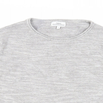 Next Womens Grey Crew Neck Cotton Pullover Jumper Size S - Lightweight