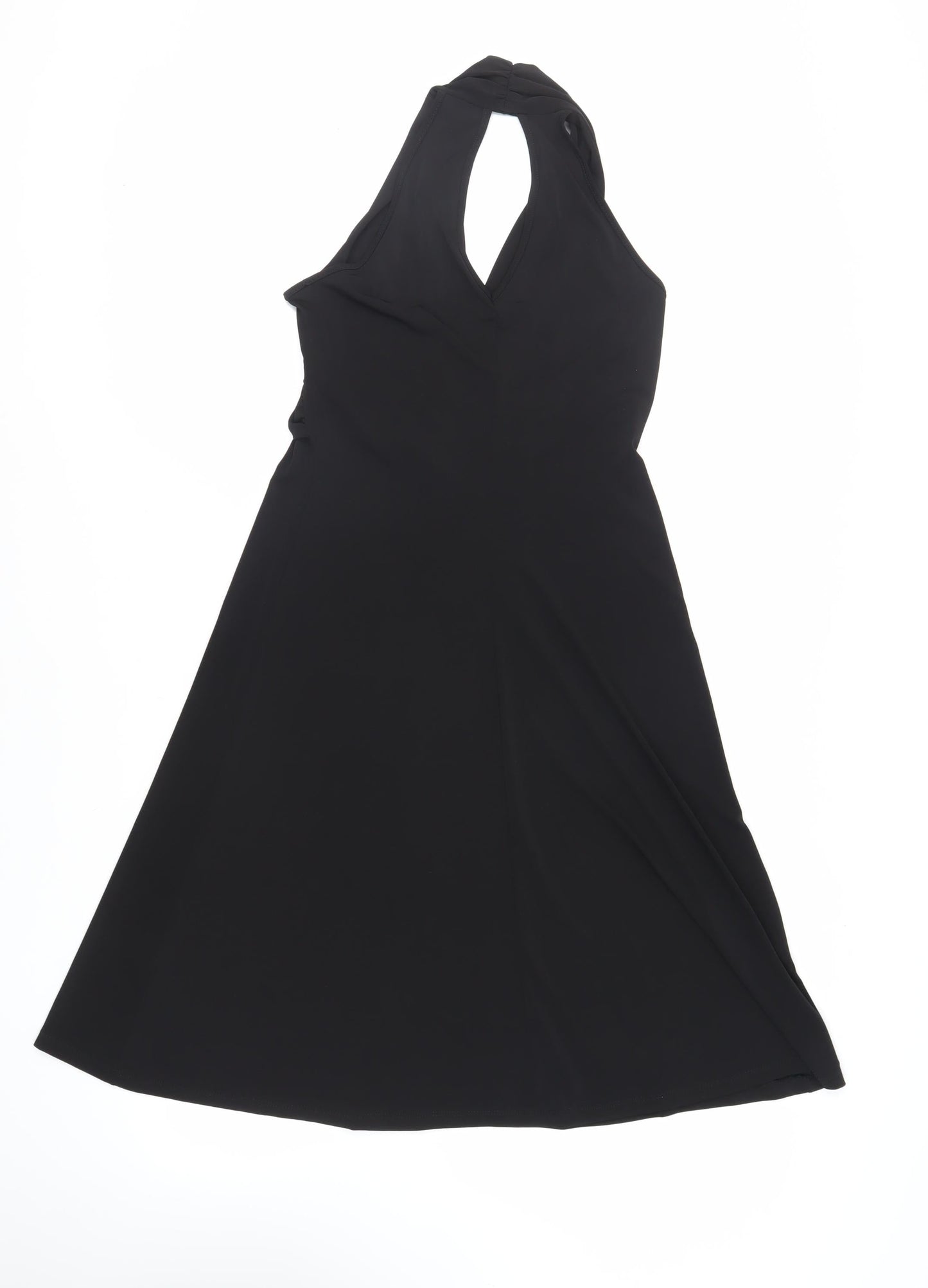 Julien Macdonald Womens Black Polyester A-Line Size 10 Halter Pullover - Embellished